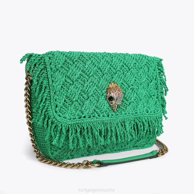 Kurt Geiger mujer flecos de crochet londres kensington 2LPR45 | bolsas verde